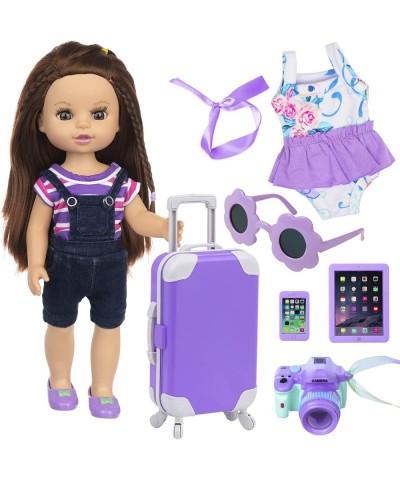 14.5 Inch Baby Doll and Doll Suitcase Travel Luggage Accessories Play Set- Include 1 Baby Girl Doll 2 Clothes 1 Suitcase Toy ...