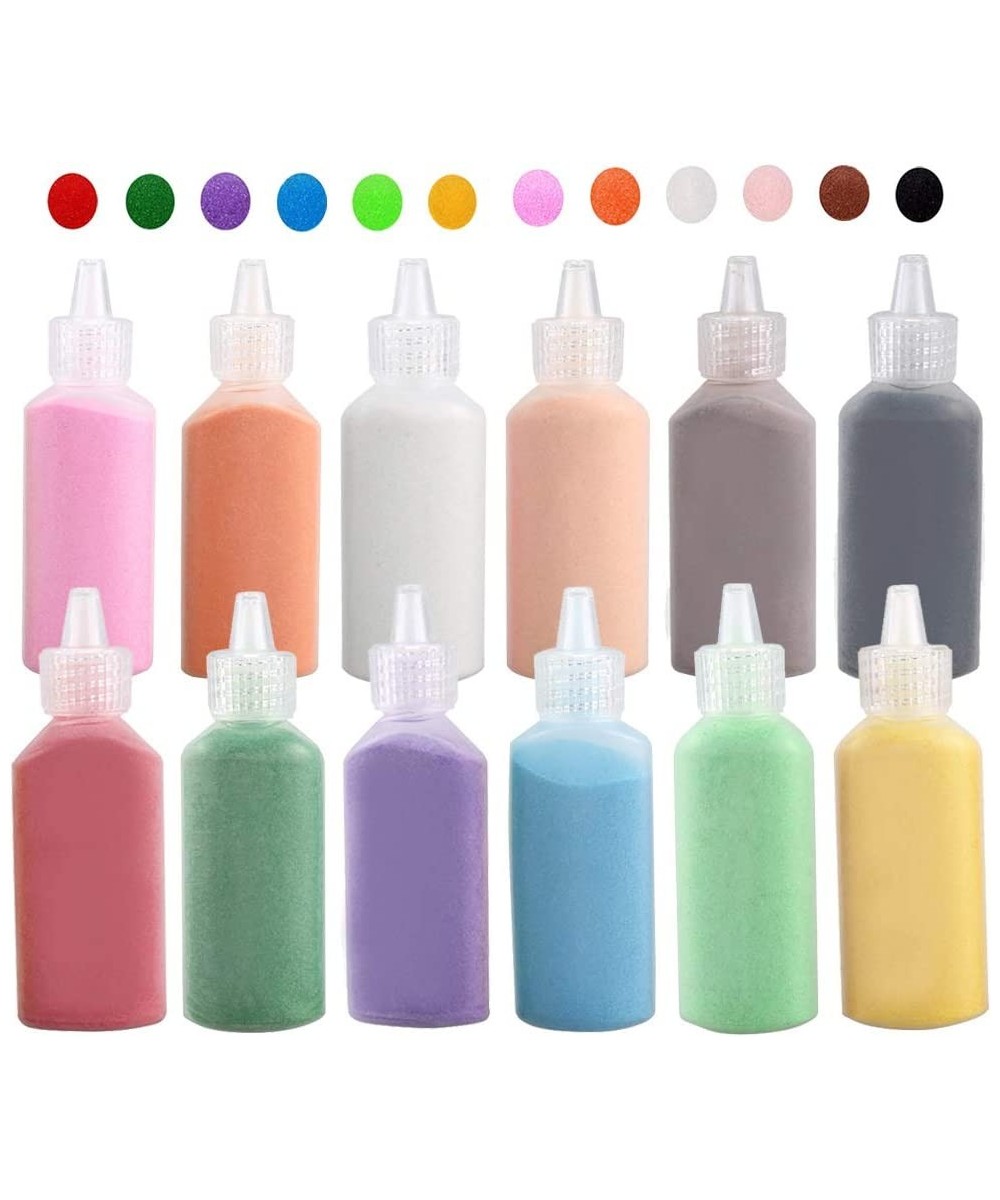 12 PCS Art Sand 1.25oz Bottles DIY Arts and Crafts Kit Scenic Sand for Kids' Arts & Crafts Terrarium Sand Play DIY Drawing Sa...