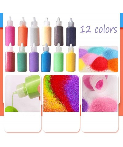 12 PCS Art Sand 1.25oz Bottles DIY Arts and Crafts Kit Scenic Sand for Kids' Arts & Crafts Terrarium Sand Play DIY Drawing Sa...