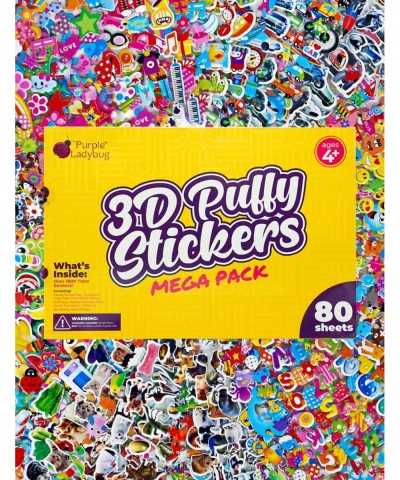 Puffy Stickers for Kids - 80 Different Cute Sticker Sheets with Over 1900 3D Stickers for Boys & Girls - Assorted Kids Sticke...