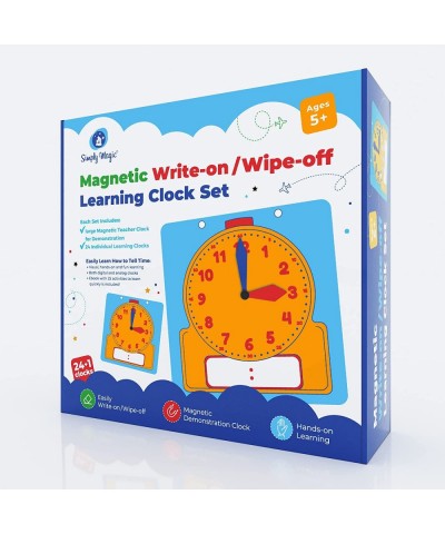 24+1 Learning Clock for Kids - Classroom Clock Set Magnetic Demonstration Clock Teaching Clock Learning Clocks for Kids to Te...