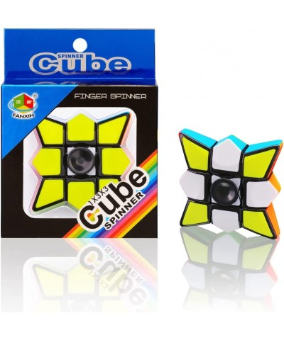 Fidget Spinner Cube 2 in 1 Stickerless Brain Teasers Magic Puzzle Spinning Top Cube Rotatable Stress Relief 1X3X3 Finger Spee...