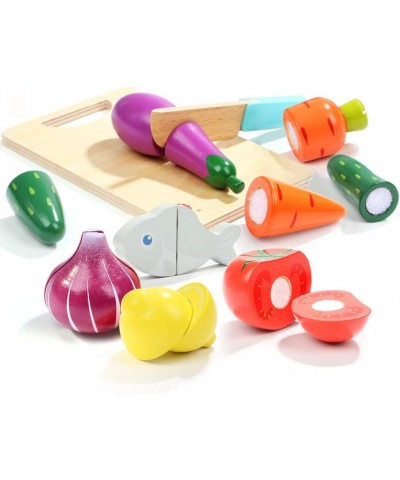 Cutting Toys Wooden Play Food Cutting Vegetables Pretend Food Playset Early Development Learning Toy Gift for Boys & Girls Ag...