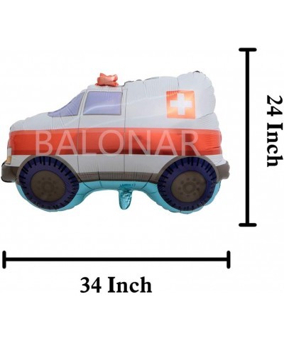 7PCS Train Ambulance Police Car School Bus Fire Truck Tank Foil Balloons Vehicles Balloons for Child Birthday Party Supplies ...