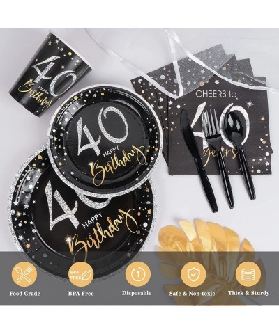 40th Birthday Plates and Napkins Set for 24 40 Birthday Decorations for Men 12oz Cups 48 Napkins Knives Forks Spoons Included...