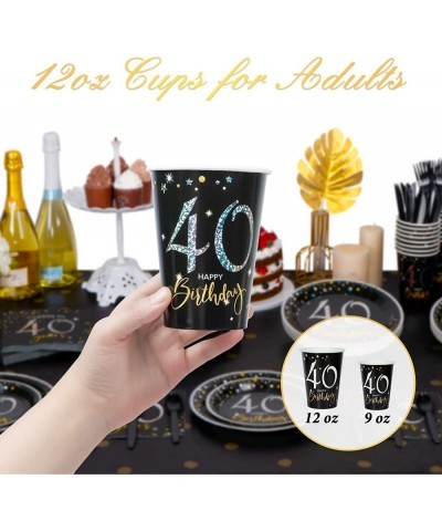 40th Birthday Plates and Napkins Set for 24 40 Birthday Decorations for Men 12oz Cups 48 Napkins Knives Forks Spoons Included...