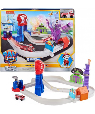 Paw Patrol True Metal Total City Rescue Movie Track Set with Exclusive Marshall Vehicle 1:55 Scale Kids Toys for Ages 3 and u...