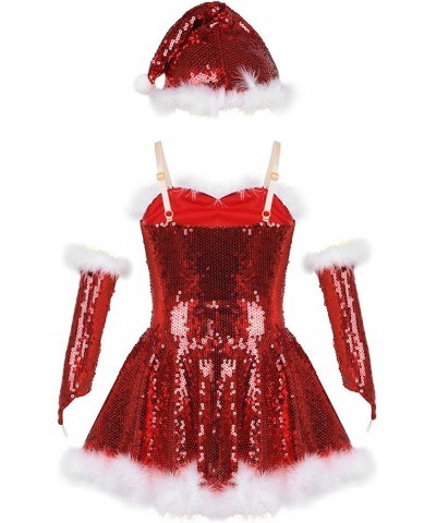 Kids Girls Christmas Santa Dance Show Costume Figure Ice Skating Ballet Dance Dress $33.39 Kids' Costumes