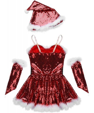 Kids Girls Christmas Santa Dance Show Costume Figure Ice Skating Ballet Dance Dress $33.39 Kids' Costumes