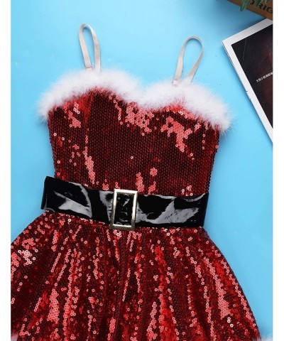 Kids Girls Christmas Santa Dance Show Costume Figure Ice Skating Ballet Dance Dress $33.39 Kids' Costumes