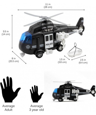 Police Helicopter 11" With Lights And Sounds Push And Go Includes Rescue Basket Durable Toy Friction Kids Cop Chopper SWAT Ai...