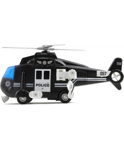 Police Helicopter 11" With Lights And Sounds Push And Go Includes Rescue Basket Durable Toy Friction Kids Cop Chopper SWAT Ai...