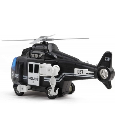 Police Helicopter 11" With Lights And Sounds Push And Go Includes Rescue Basket Durable Toy Friction Kids Cop Chopper SWAT Ai...