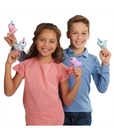 Fingerlings Light Up Narwhal - Nikki (Turquoise) - Friendly Interactive Toy $24.18 Finger Puppets