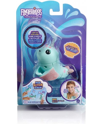 Fingerlings Light Up Narwhal - Nikki (Turquoise) - Friendly Interactive Toy $24.18 Finger Puppets