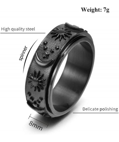 Anxiety Ring for Women Titanium Stainless Steel Fidget Spinner Ring for Anxiety Sun Moon Stars Promise Engagement Rings Stres...