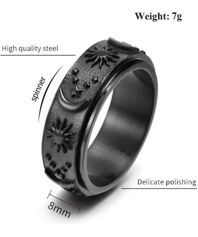 Anxiety Ring for Women Titanium Stainless Steel Fidget Spinner Ring for Anxiety Sun Moon Stars Promise Engagement Rings Stres...