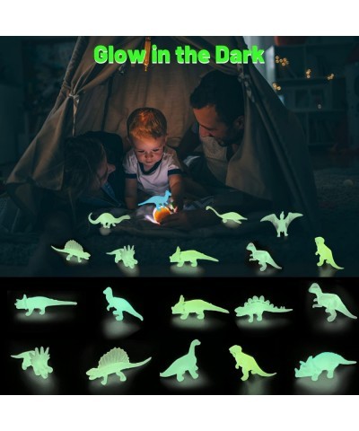 Mini Dinosaurs 44pcs Glow in the Dark Dinosaurs Figure for Kids Dinosaur Party Favor Cup Cake Topper Goodie Bag Filler Classr...