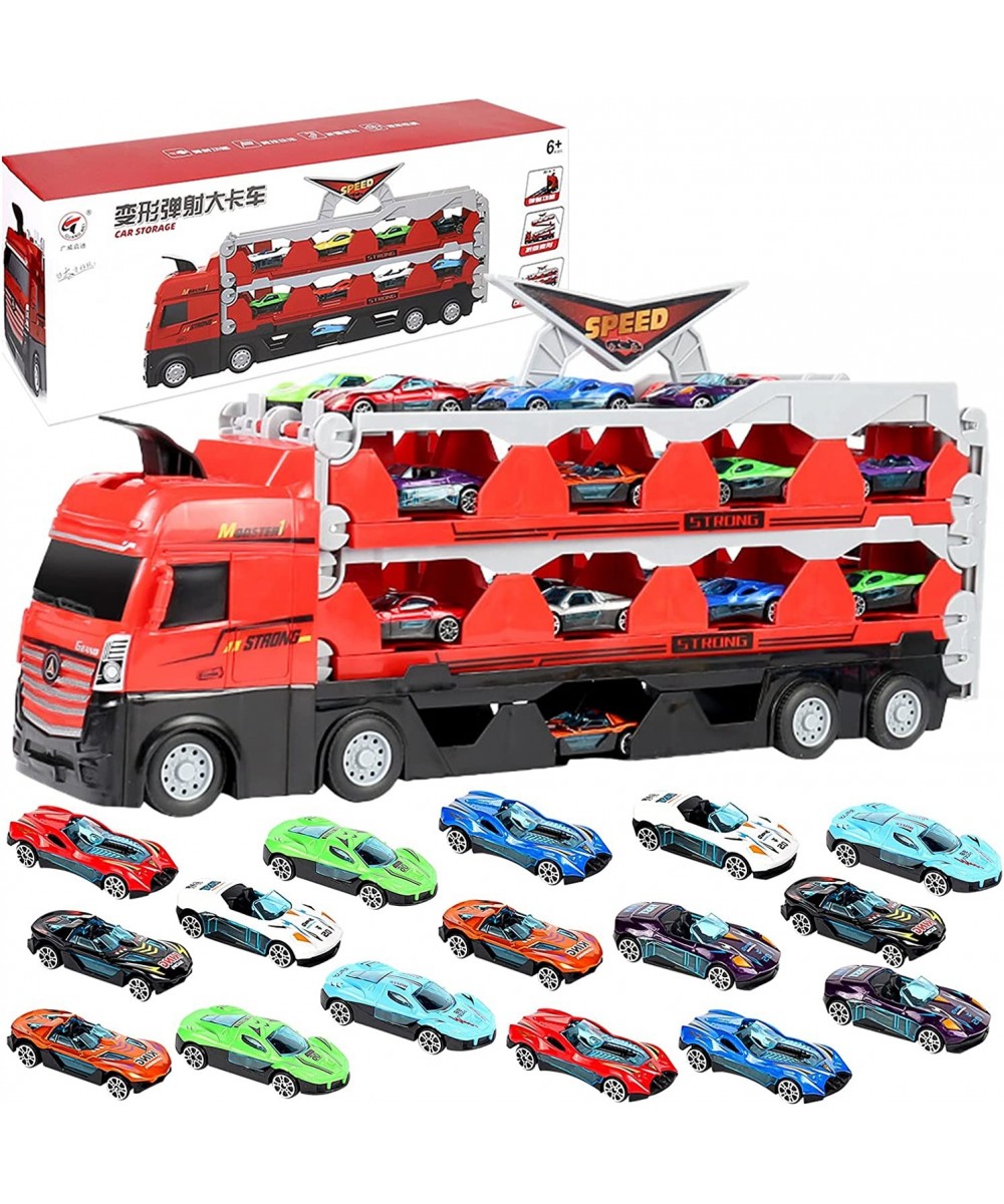 2023 New Mega Hauler Truck with Ejection Race Track Car Transporter Truck Toy Set Big Truck Folding Storage Race Car Track De...