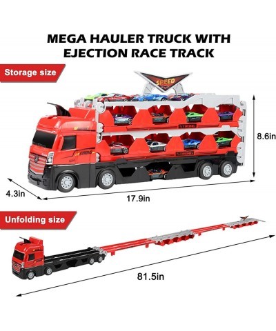 2023 New Mega Hauler Truck with Ejection Race Track Car Transporter Truck Toy Set Big Truck Folding Storage Race Car Track De...