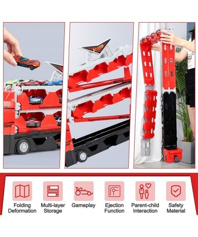 2023 New Mega Hauler Truck with Ejection Race Track Car Transporter Truck Toy Set Big Truck Folding Storage Race Car Track De...