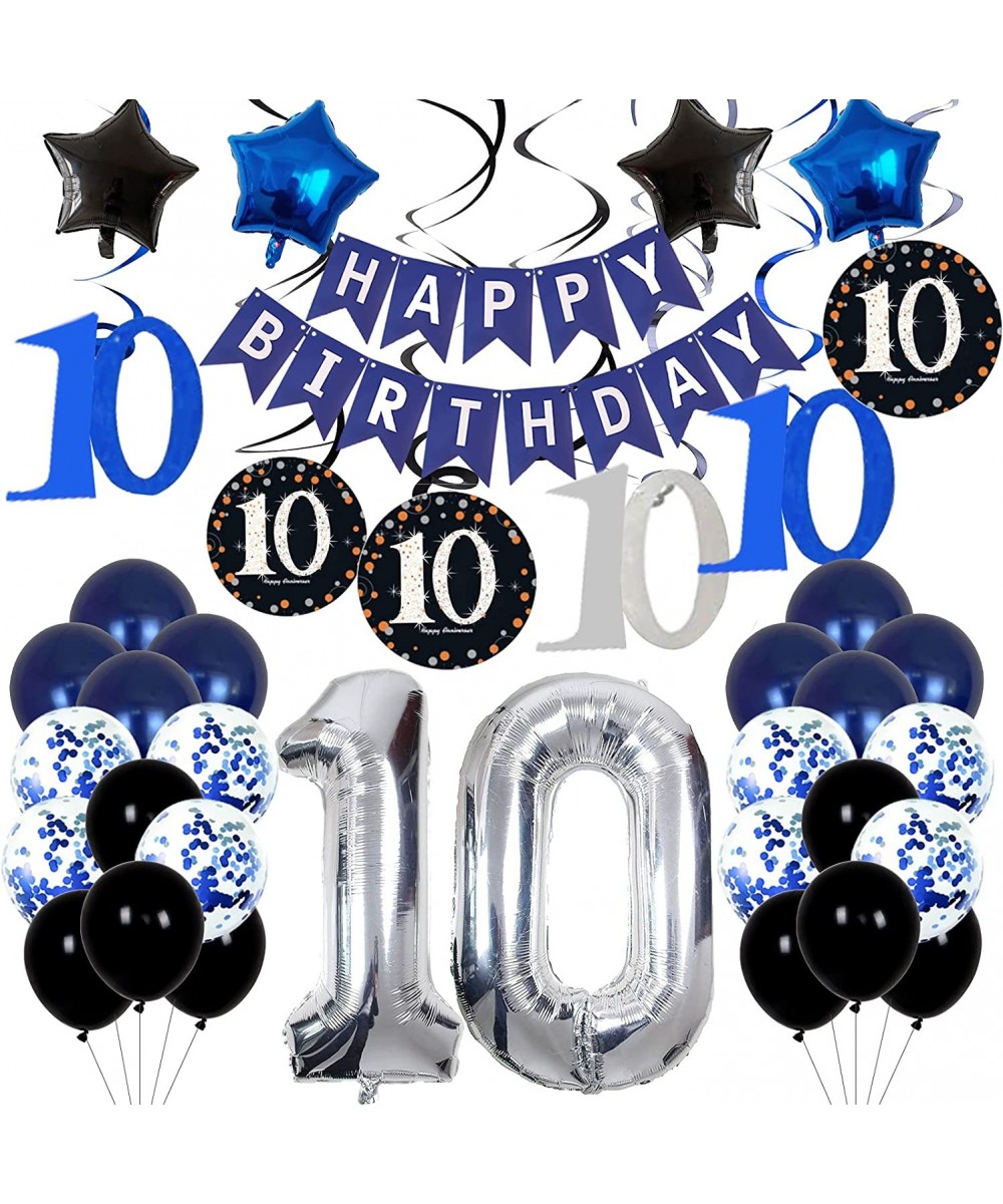 10th Birthday Decorations for Boys Girls - Navy Blue Birthday Decorations For Teenager Kids Party Supplies Including HAPPY BI...