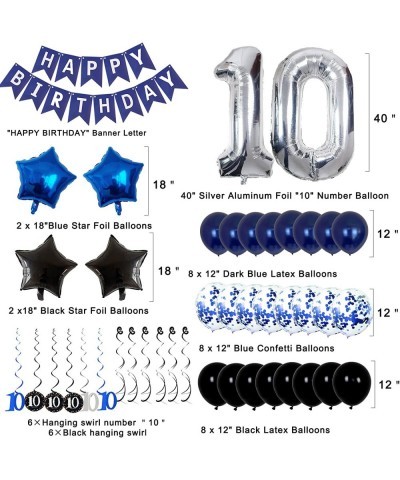 10th Birthday Decorations for Boys Girls - Navy Blue Birthday Decorations For Teenager Kids Party Supplies Including HAPPY BI...