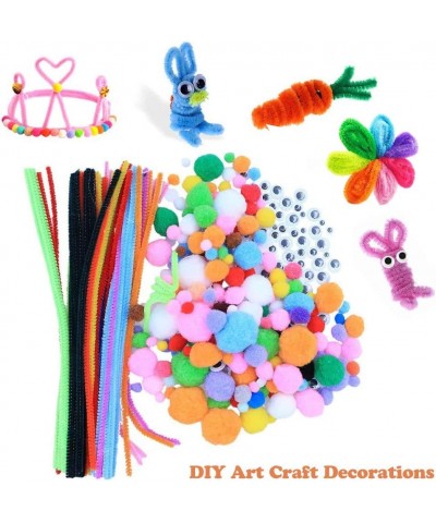 Chenille Stems DIY Art Craft Kit for Kids 200Pcs Chenille Stems Pom Poms 100Pcs Wiggle Googly Eyes Self Adhesive & Colorful W...