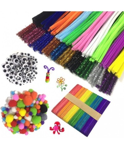 Chenille Stems DIY Art Craft Kit for Kids 200Pcs Chenille Stems Pom Poms 100Pcs Wiggle Googly Eyes Self Adhesive & Colorful W...