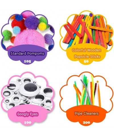 Chenille Stems DIY Art Craft Kit for Kids 200Pcs Chenille Stems Pom Poms 100Pcs Wiggle Googly Eyes Self Adhesive & Colorful W...