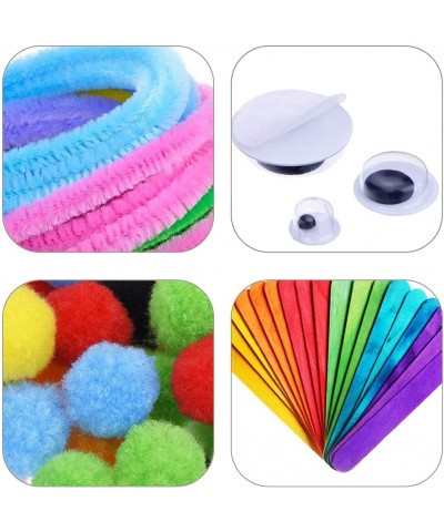 Chenille Stems DIY Art Craft Kit for Kids 200Pcs Chenille Stems Pom Poms 100Pcs Wiggle Googly Eyes Self Adhesive & Colorful W...