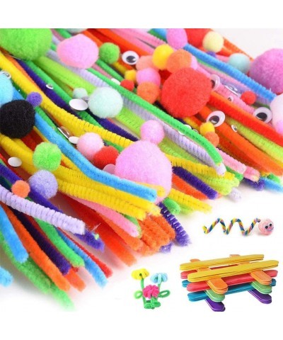 Chenille Stems DIY Art Craft Kit for Kids 200Pcs Chenille Stems Pom Poms 100Pcs Wiggle Googly Eyes Self Adhesive & Colorful W...