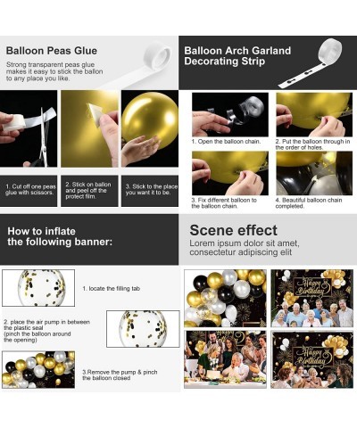 Black and Gold Birthday Party Decorations 50 Pieces Gold Black Balloon Arch Garland Kit Happy Birthday Backdrop Banner Decora...