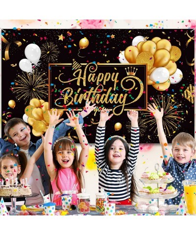 Black and Gold Birthday Party Decorations 50 Pieces Gold Black Balloon Arch Garland Kit Happy Birthday Backdrop Banner Decora...