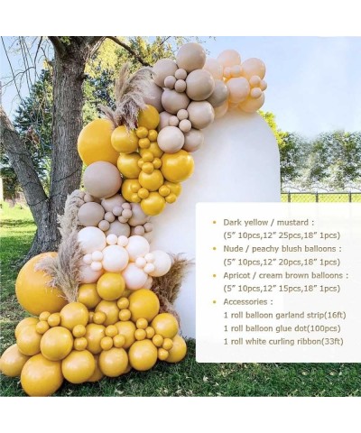 Yellow Blush Balloon Garland Kit Double Stuffed Brown Apricot Ivory Latex Balloons Arch for Birthday Baby Shower Festival Bro...