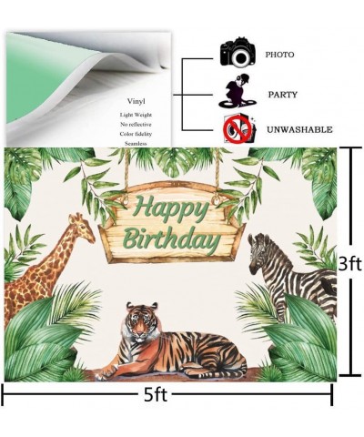 Safari Birthday Decorations for Boy Jungle Theme Party Supplies Green Balloon Garland Arch Kit with Happy Birthday Backdrop A...