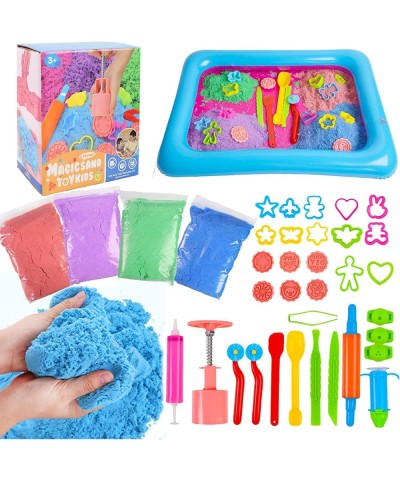 37 PCS Play Sand Set for Kids 4.4Pounds Magic Sand in 4 Colors Play Sand Molds with 1 Sand Tray for Age 3 4 5 6 7 and up Boys...