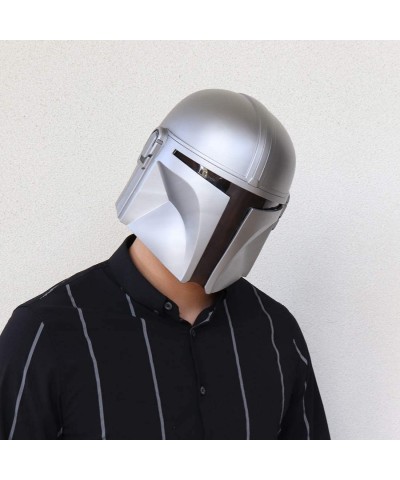 SW Mandalorian Helmet Metal Cosplay Full Head Mask Collectible Halloween Prop PVC (Silver Mandalorian) $104.48 Kids' Dress-Up...