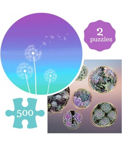 500 Pieces Puzzle for Adults - Nature Puzzle Games Pack of 2 - Jigsaw Gradient Puzzle Games 1 Round & 1 Square - Succulent Pl...