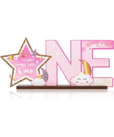 Pink Twinkle Twinkle Little Star ONE Letter Sign Wooden Centerpiece Glitter Star Baby Girl One Year Old Milestone First 1st B...