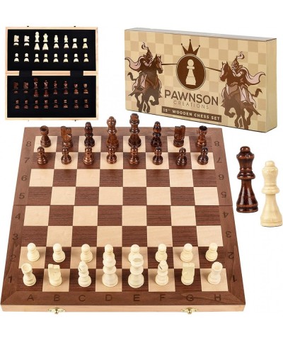 Wooden Chess Set for Kids and Adults - 15 Staunton Chess Set - Large Folding Chess Board Game Sets - Storage for Pieces | Woo...