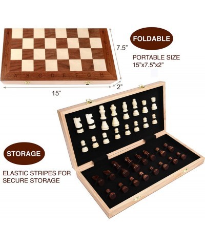 Wooden Chess Set for Kids and Adults - 15 Staunton Chess Set - Large Folding Chess Board Game Sets - Storage for Pieces | Woo...