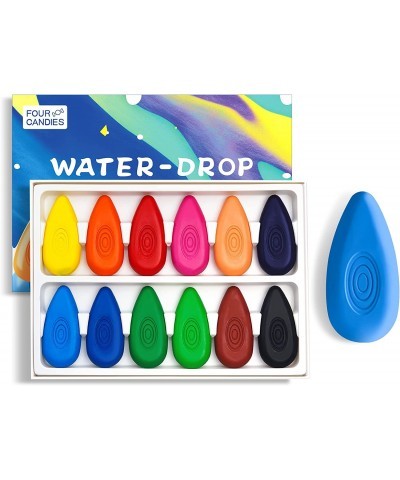 12 Colors Toddler Crayons Non-Toxic Washable Crayons for Kids Easy to Hold Water-Drop Shape Crayons for Toddlers Babies and C...