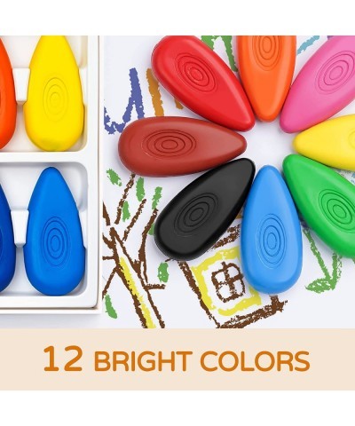 12 Colors Toddler Crayons Non-Toxic Washable Crayons for Kids Easy to Hold Water-Drop Shape Crayons for Toddlers Babies and C...