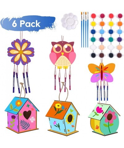 Bird Houses for Outside Bird House Kits for Children to Build 3 Pack DIY Wind Chime Birdhouse Kits for Kids Paints & Brushes ...