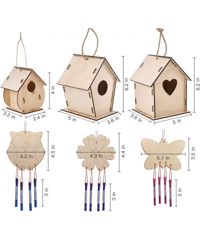 Bird Houses for Outside Bird House Kits for Children to Build 3 Pack DIY Wind Chime Birdhouse Kits for Kids Paints & Brushes ...