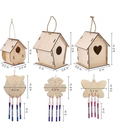 Bird Houses for Outside Bird House Kits for Children to Build 3 Pack DIY Wind Chime Birdhouse Kits for Kids Paints & Brushes ...