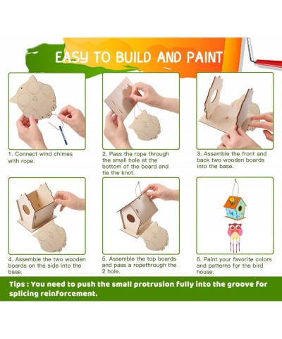 Bird Houses for Outside Bird House Kits for Children to Build 3 Pack DIY Wind Chime Birdhouse Kits for Kids Paints & Brushes ...