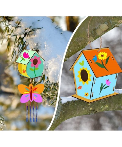 Bird Houses for Outside Bird House Kits for Children to Build 3 Pack DIY Wind Chime Birdhouse Kits for Kids Paints & Brushes ...