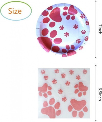 Girl Puppy Paw Prints Birthday Party Supplies 20 Plates and 20 Napkins Dog Paw Prints Theme Birthday Party Decorations for Ki...